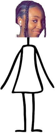 Hand-drawn illustration of Tobi, pregnant and standing